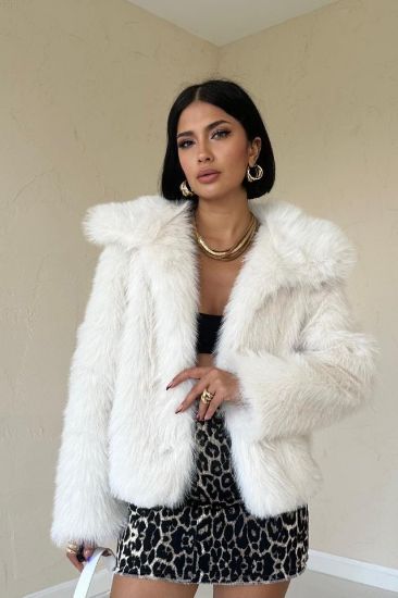 Ekru Kürklü Kısa Manto resmi